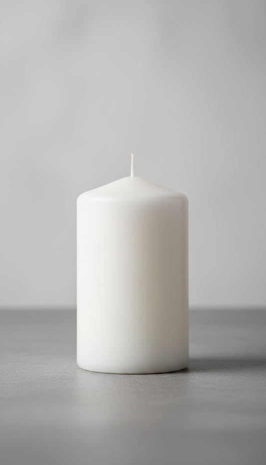 Porcelain white classic pillar candle