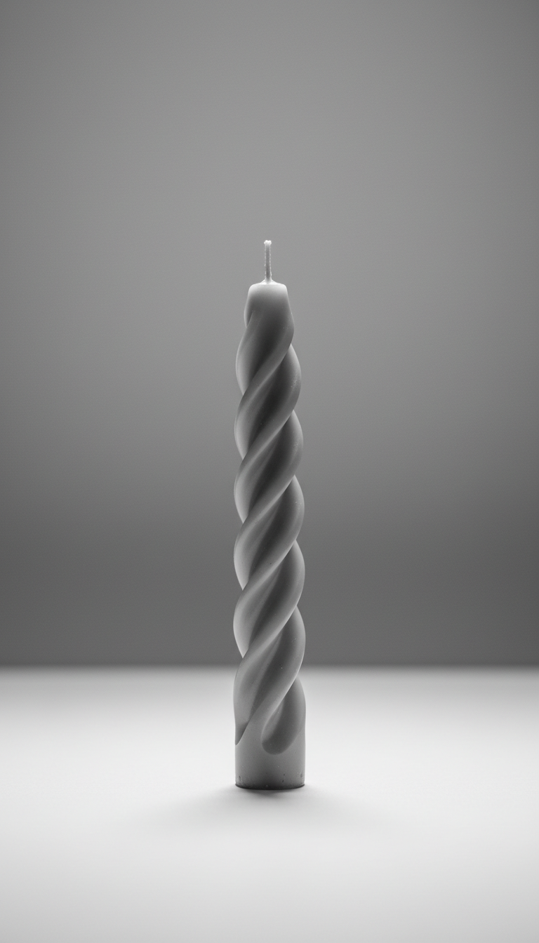 Stone gray twisted taper candle